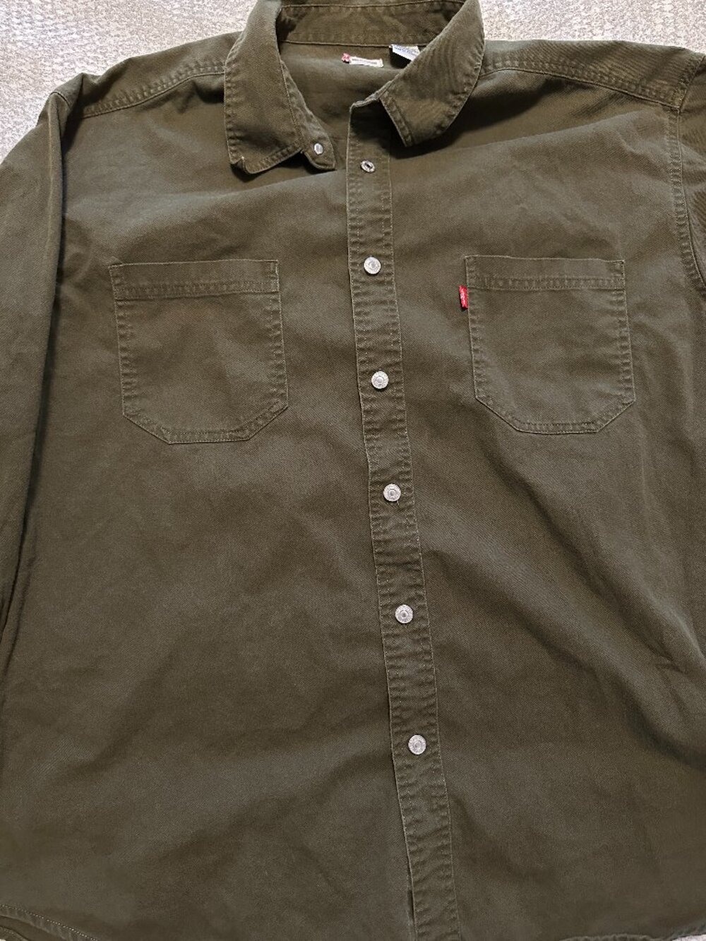 Levi's Men's XL Western Snap-Button Shirt - Olive Green, Pearl Snaps
